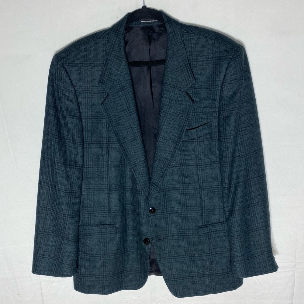 Vintage Moores Peruvian Alpaca Green Alpaca Wool Blend Plaid Blazer 42R Academia